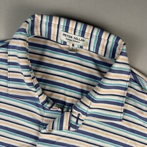 Peter Millar Summer Comfort Polo Men's Large Multicolor Striped Golf Performance
